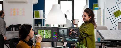 team working in an office