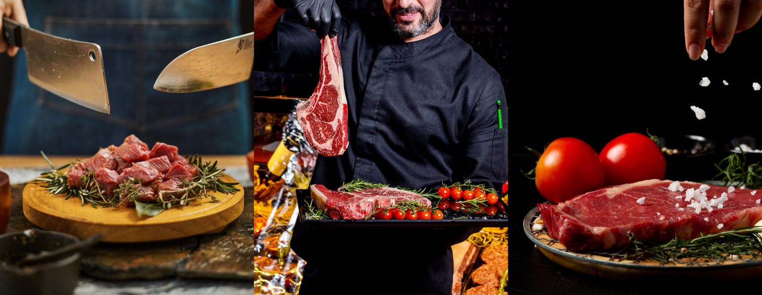 cooking various meat dishes