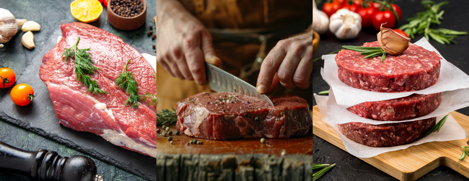 cutting and preparing meat dishes