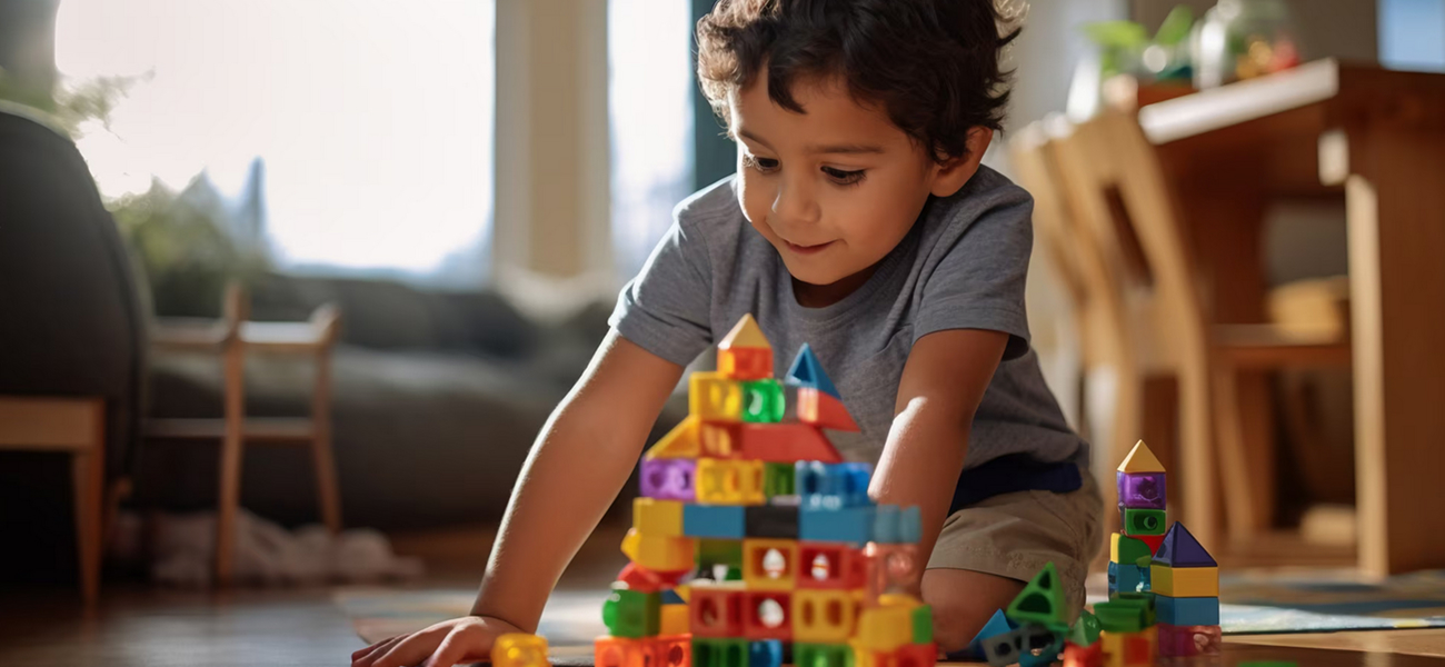 child playing in a childcare facility