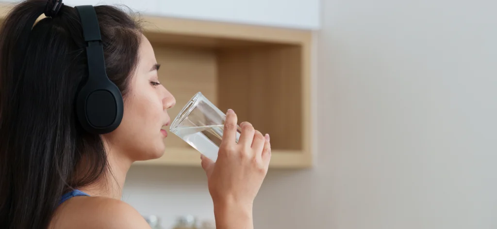 woman drinking clean water