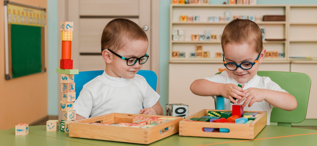 children playing with blocks in a childcare centre