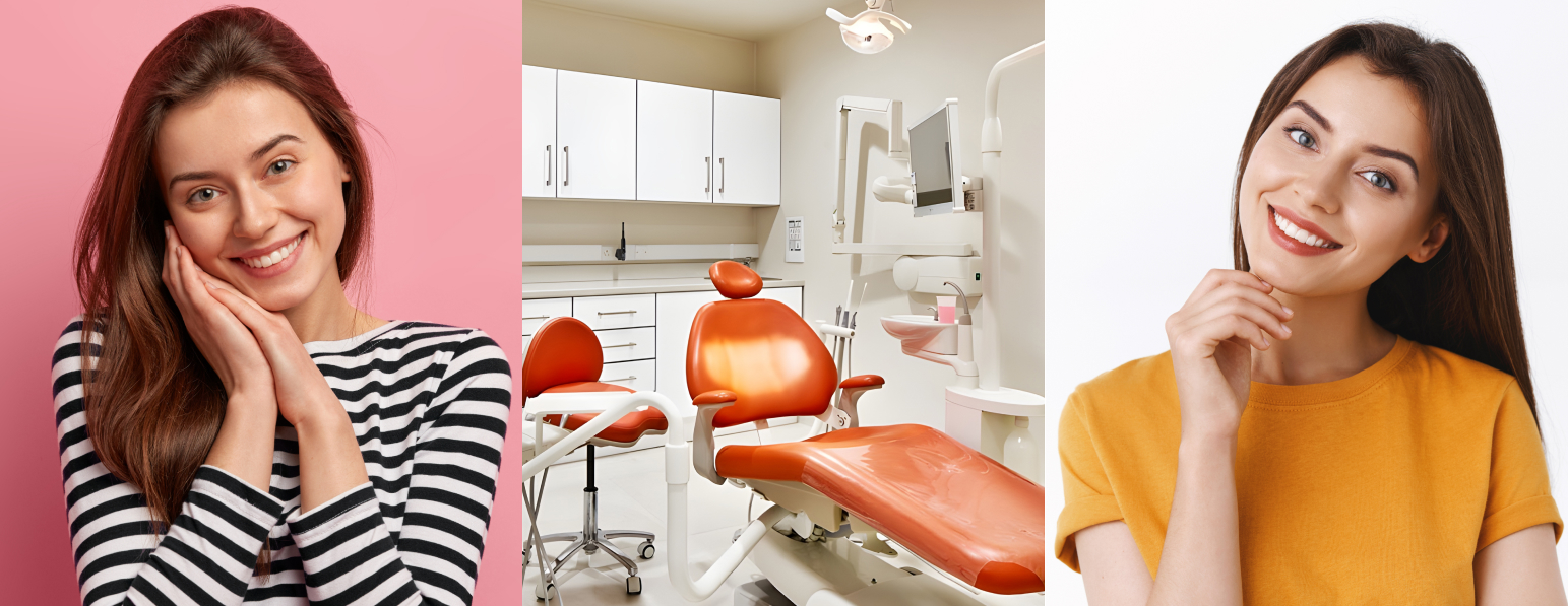 smiling faces and dental clinic